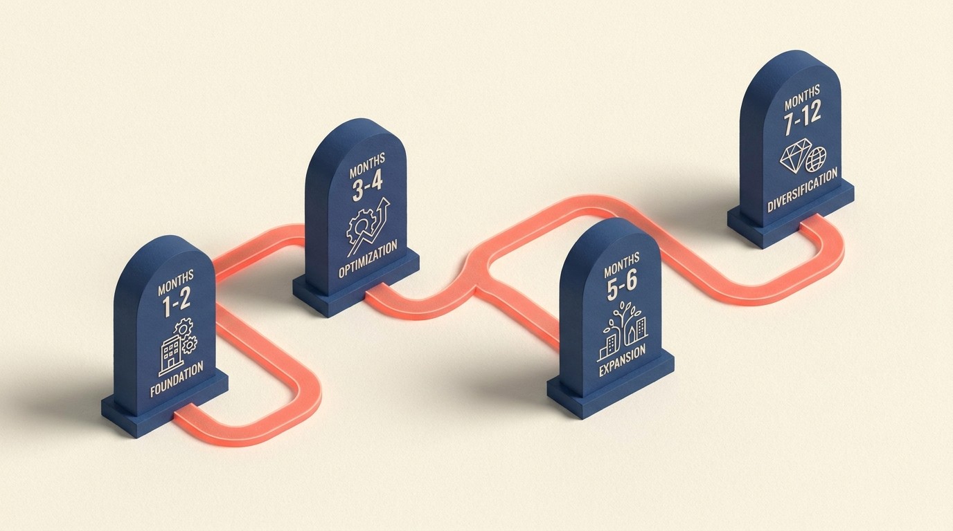 12-month traffic strategy roadmap from foundation and optimization through expansion and diversification