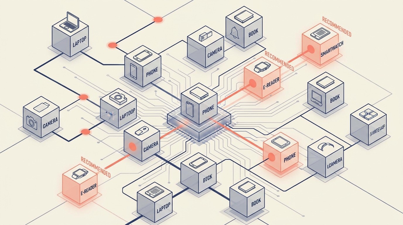 AI recommendation engine architecture combining collaborative filtering, content-based filtering, and hybrid machine learning models