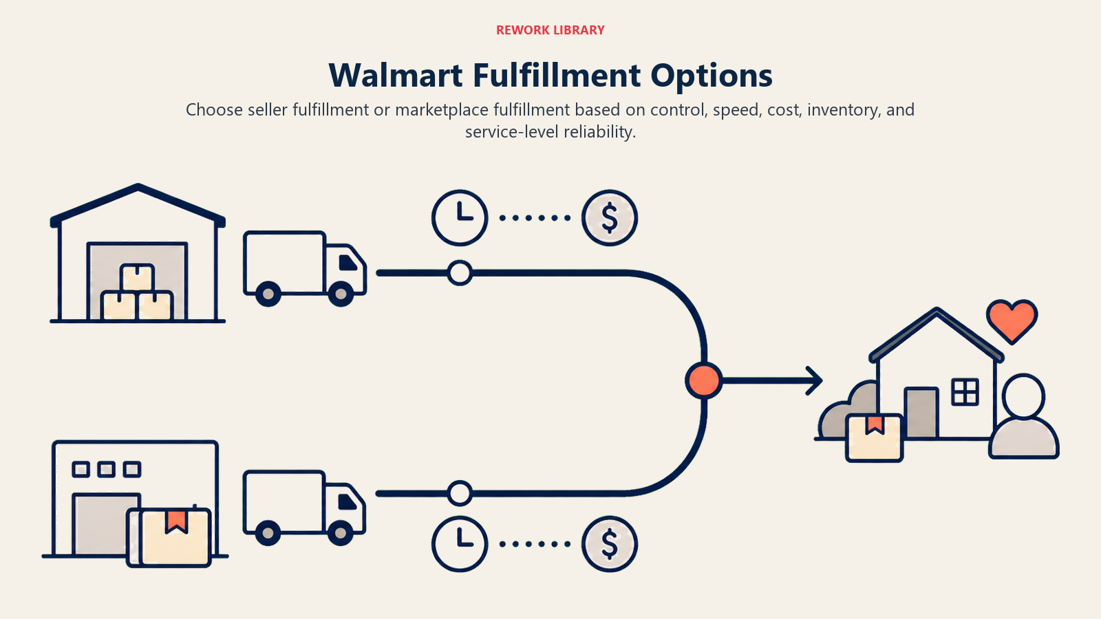 Walmart Fulfillment Options, illustrated with fulfillment route comparison.