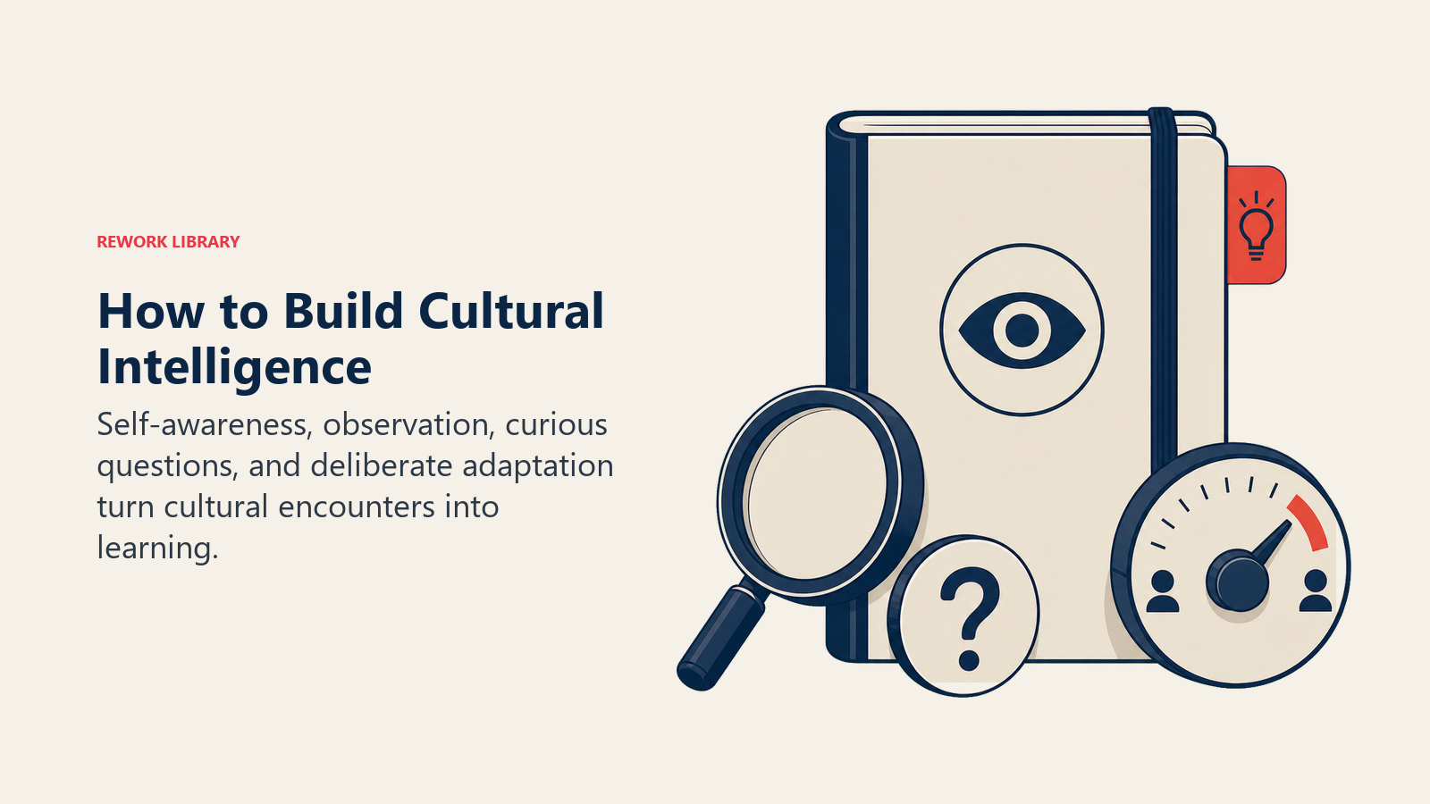 How to Build Cultural Intelligence shown as an observation journal beside a lens