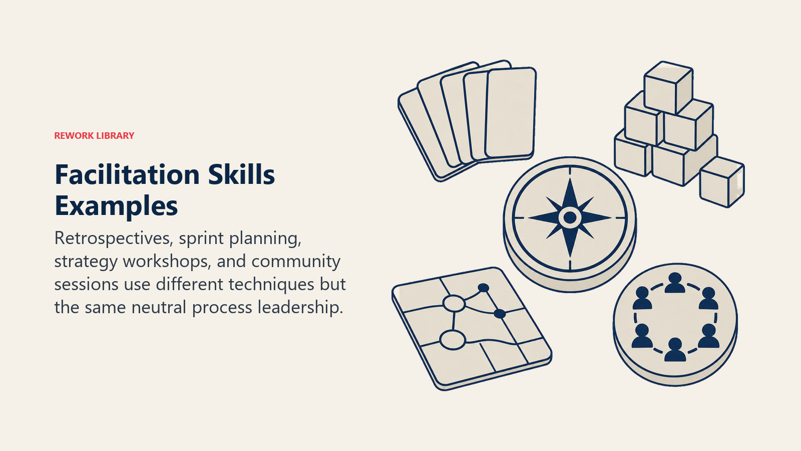 Facilitation examples across retrospectives, sprint planning, workshops, and cross-functional meetings