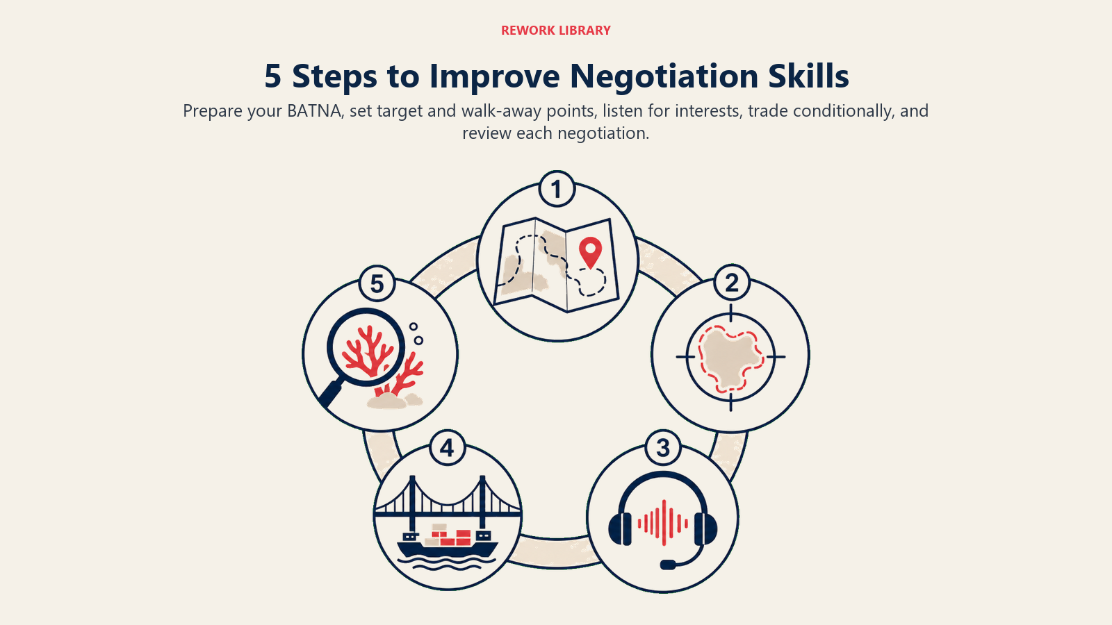 Five steps to improve negotiation skills from BATNA preparation through review