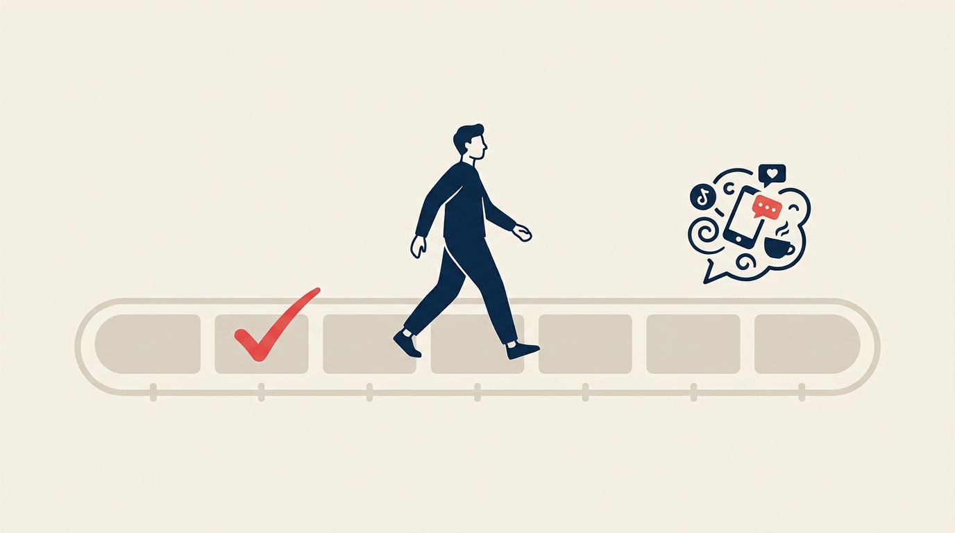 Structured daily routine of habit blocks illustrating self-discipline at work