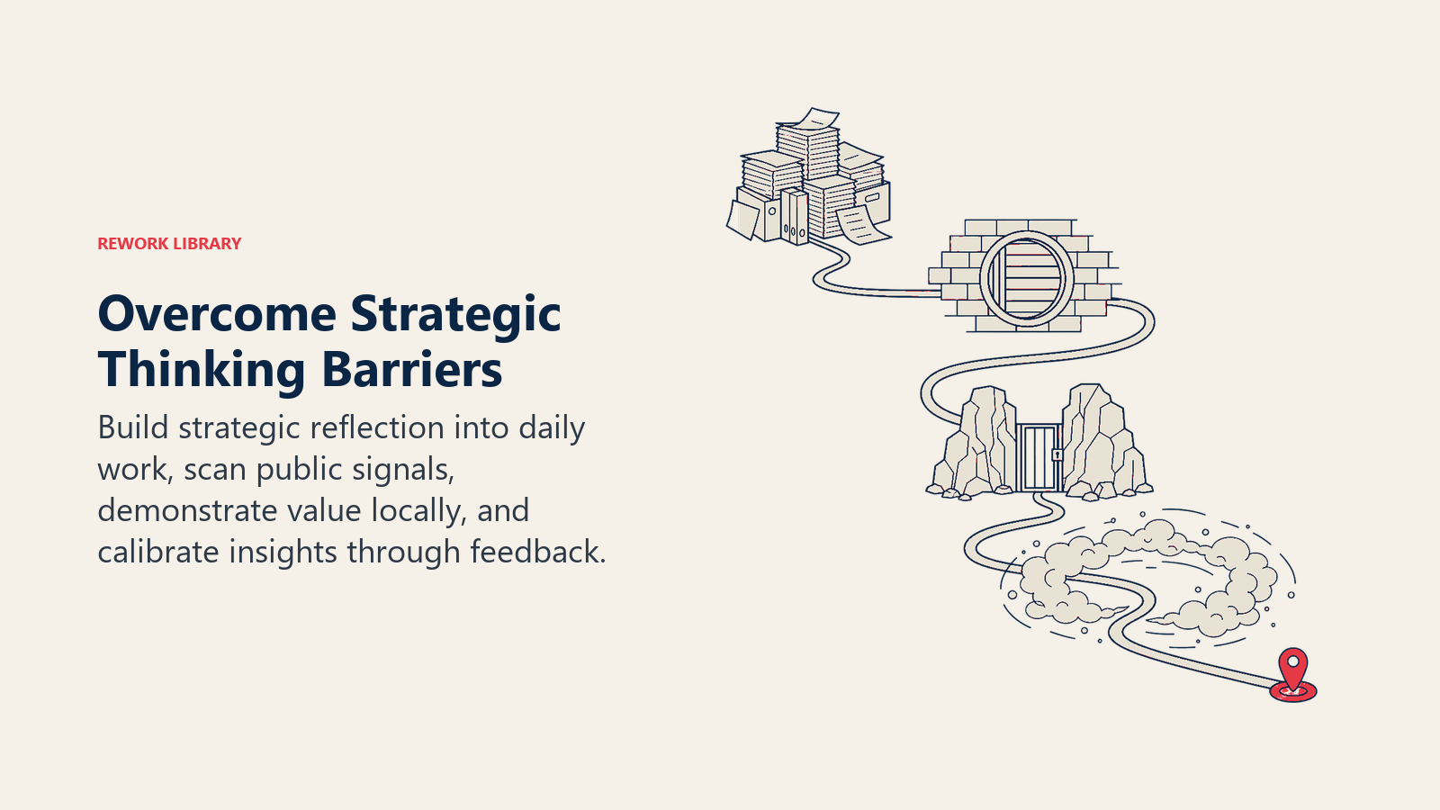 Strategic thinking route overcoming workload, information, access, and confidence barriers