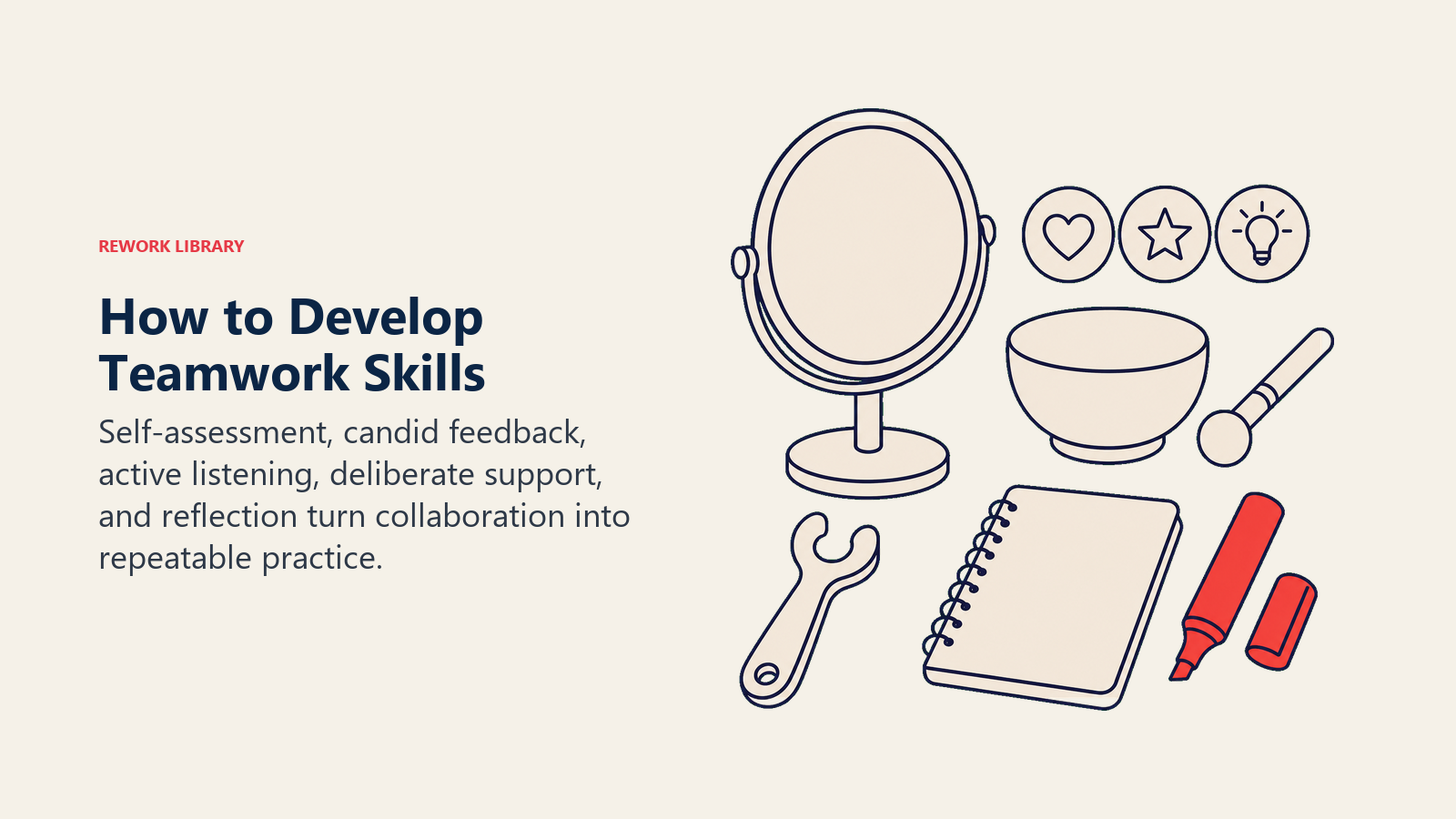 Teamwork skill development shown as a collaboration practice studio with feedback and listening tools