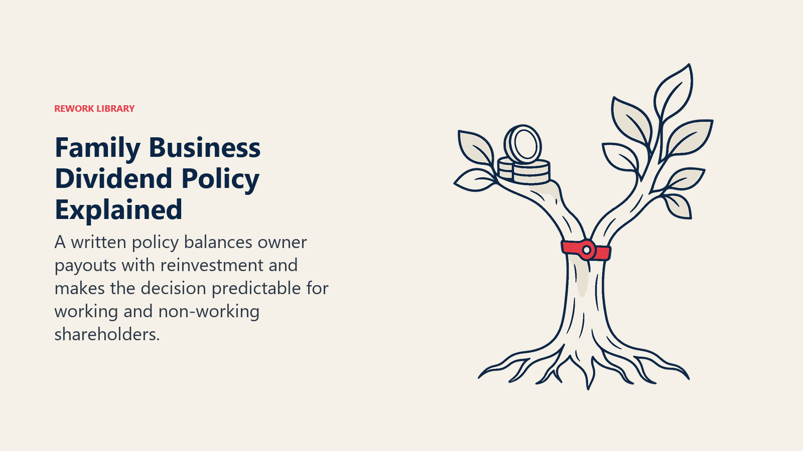 Family Business Dividend Policy Explained illustrated by profit fork. A written policy balances owner payouts with reinvestment and makes the decision predictable for working and non-working shareholders.