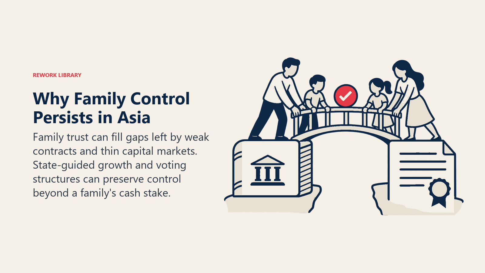 Why Family Control Persists in Asia: Family trust can fill gaps left by weak contracts and thin capital markets. State-guided growth and voting structures can preserve control beyond a family's cash stake.
