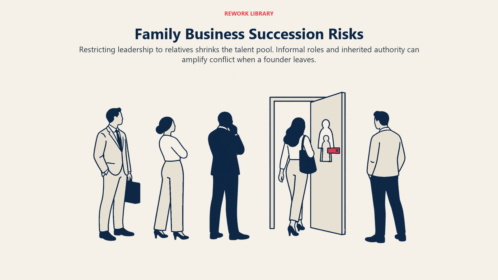 Family Business Succession Risks illustrated by narrow succession doorway