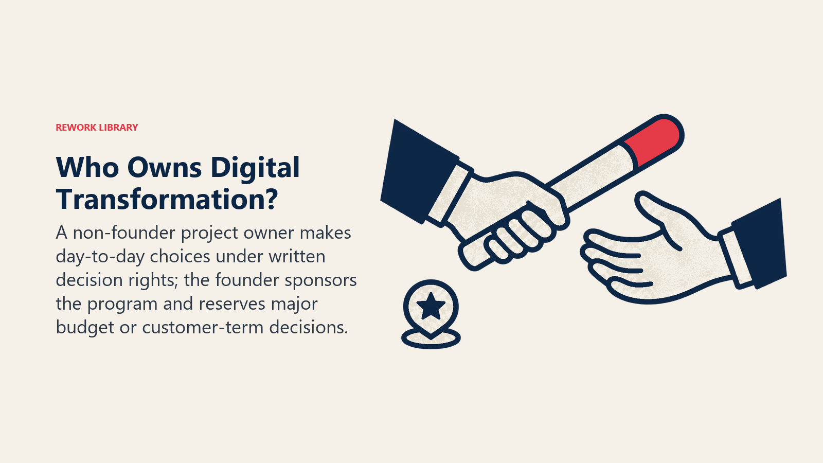 Who Owns Digital Transformation? shown as authority baton crossing a clean boundary between two simple abstract hands