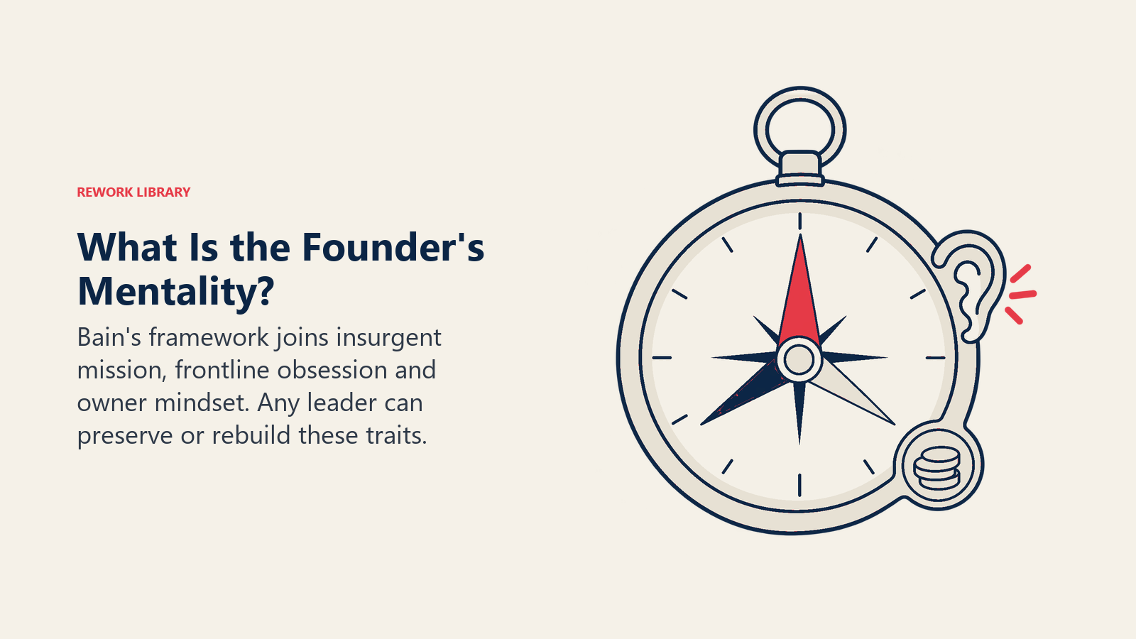 Founder's Mentality compass representing mission, frontline attention and an owner mindset