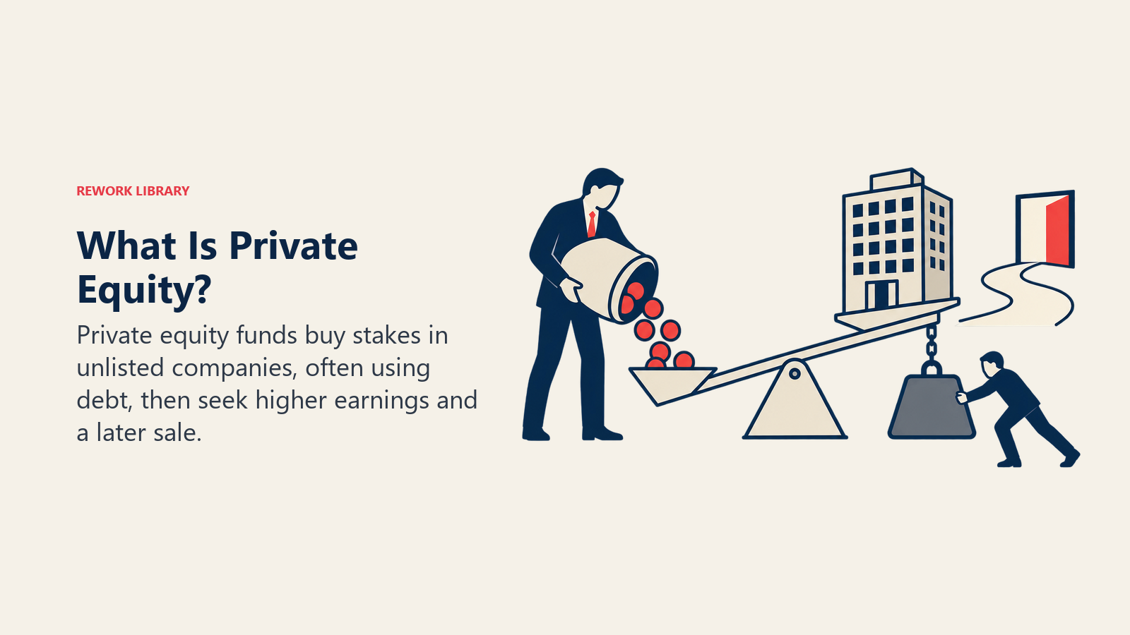 What Is Private Equity shown through fund vessel lifting established company.