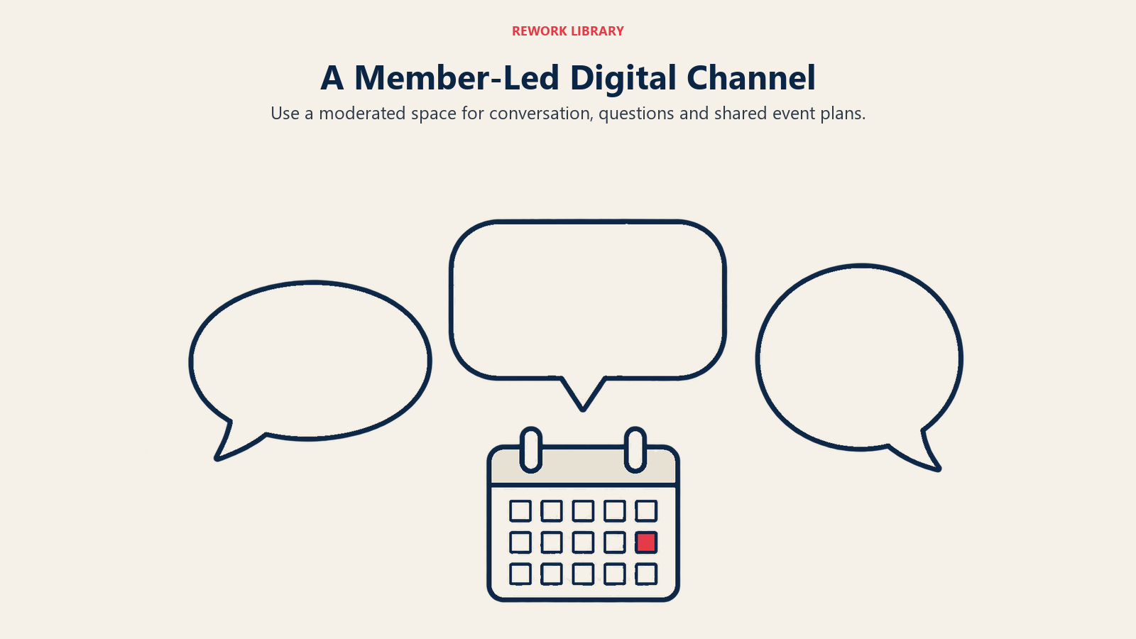A Member-Led Digital Channel: Use a moderated space for conversation, questions and shared event plans.