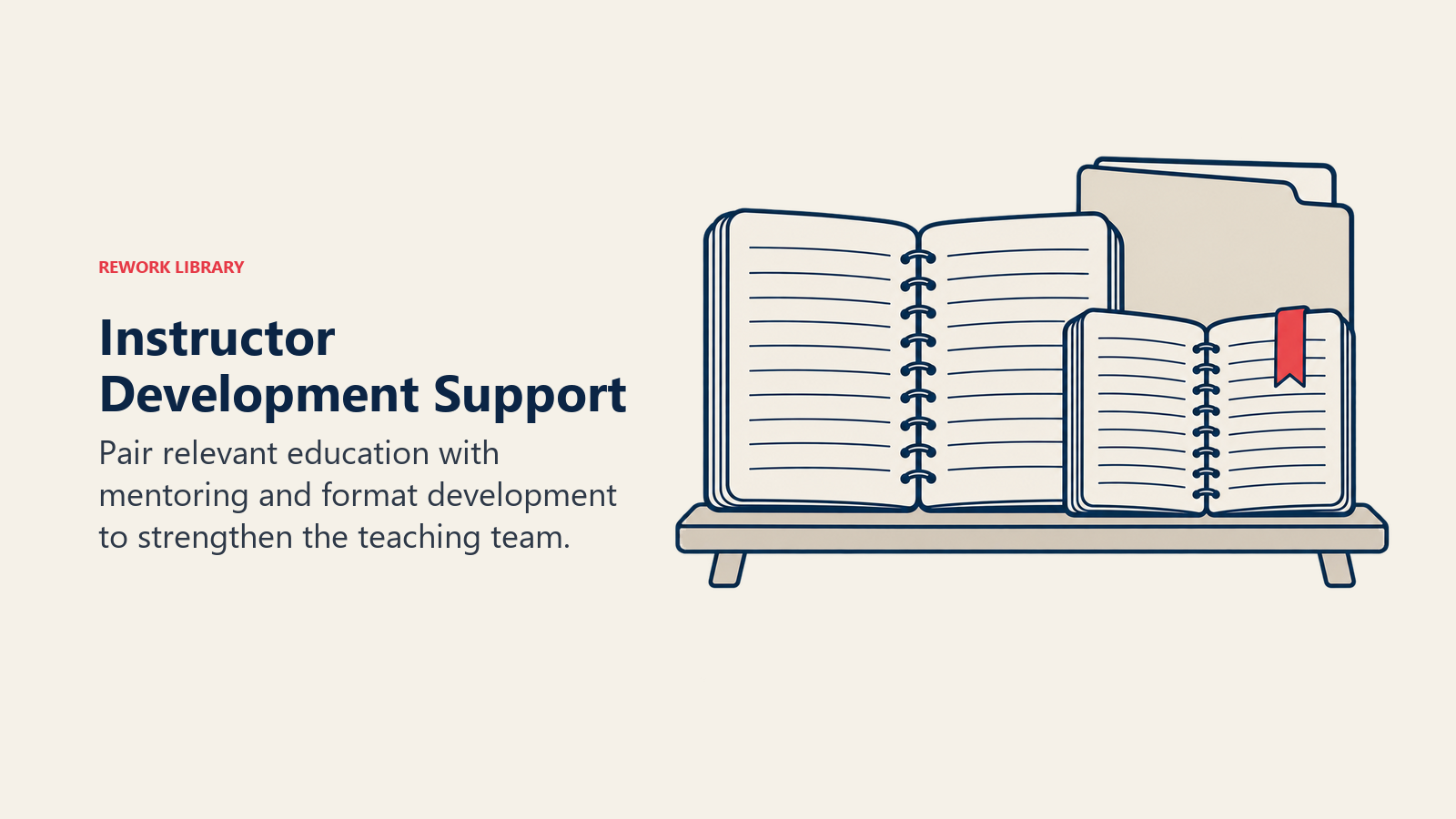 Instructor Development Support: Pair relevant education with mentoring and format development to strengthen the teaching team.
