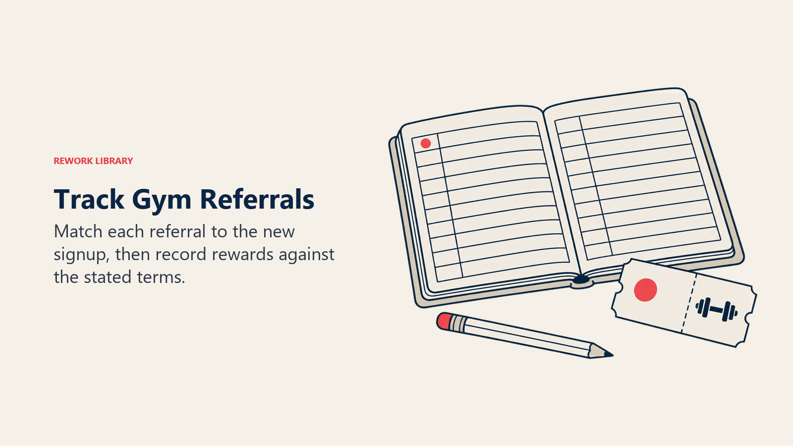 Track Gym Referrals: referral ticket matched to a registration ledger