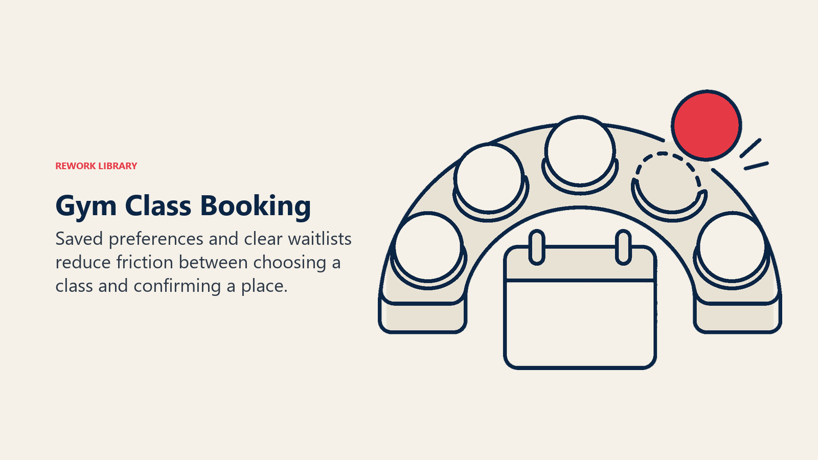 Gym Class Booking illustrated through a class reservation queue with an available place