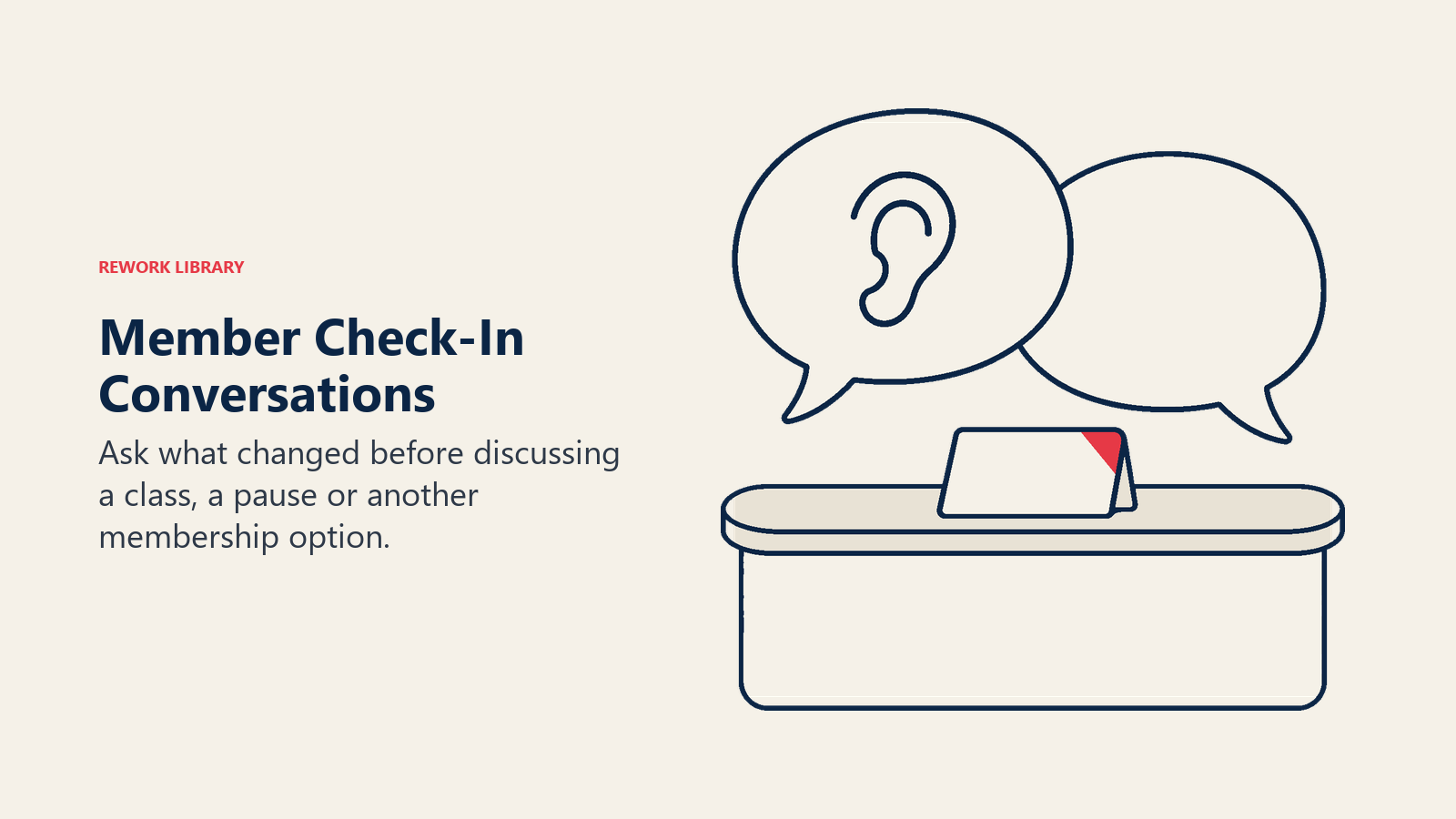Member Check-In Conversations illustrated through an open member conversation at reception