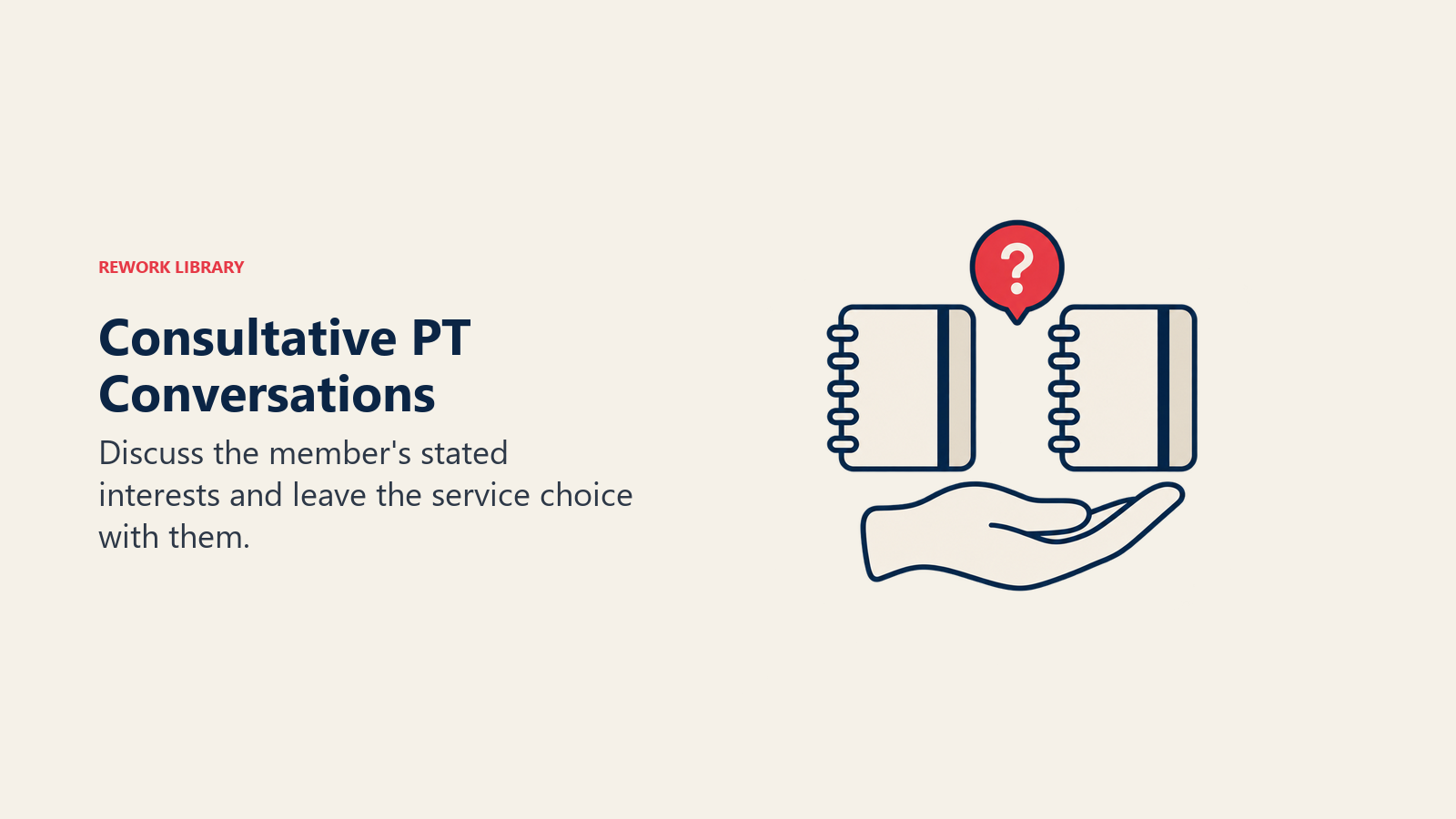 An open hand offers appointment options beneath a question bubble to represent member choice