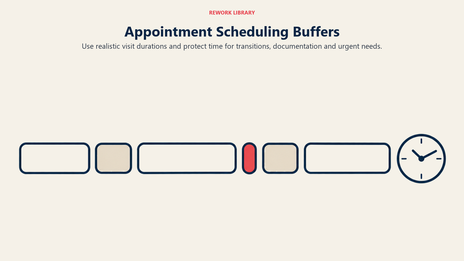 Appointment Scheduling Buffers illustrated by appointment ribbon with spacer.