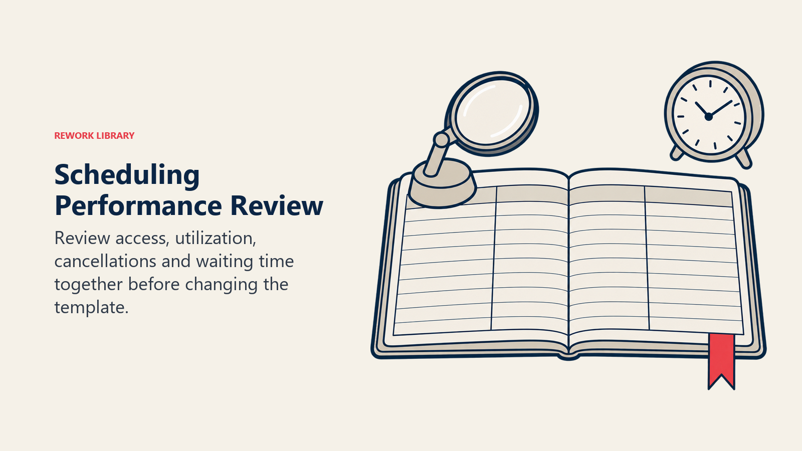 Scheduling Performance Review illustrated by schedule review ledger.