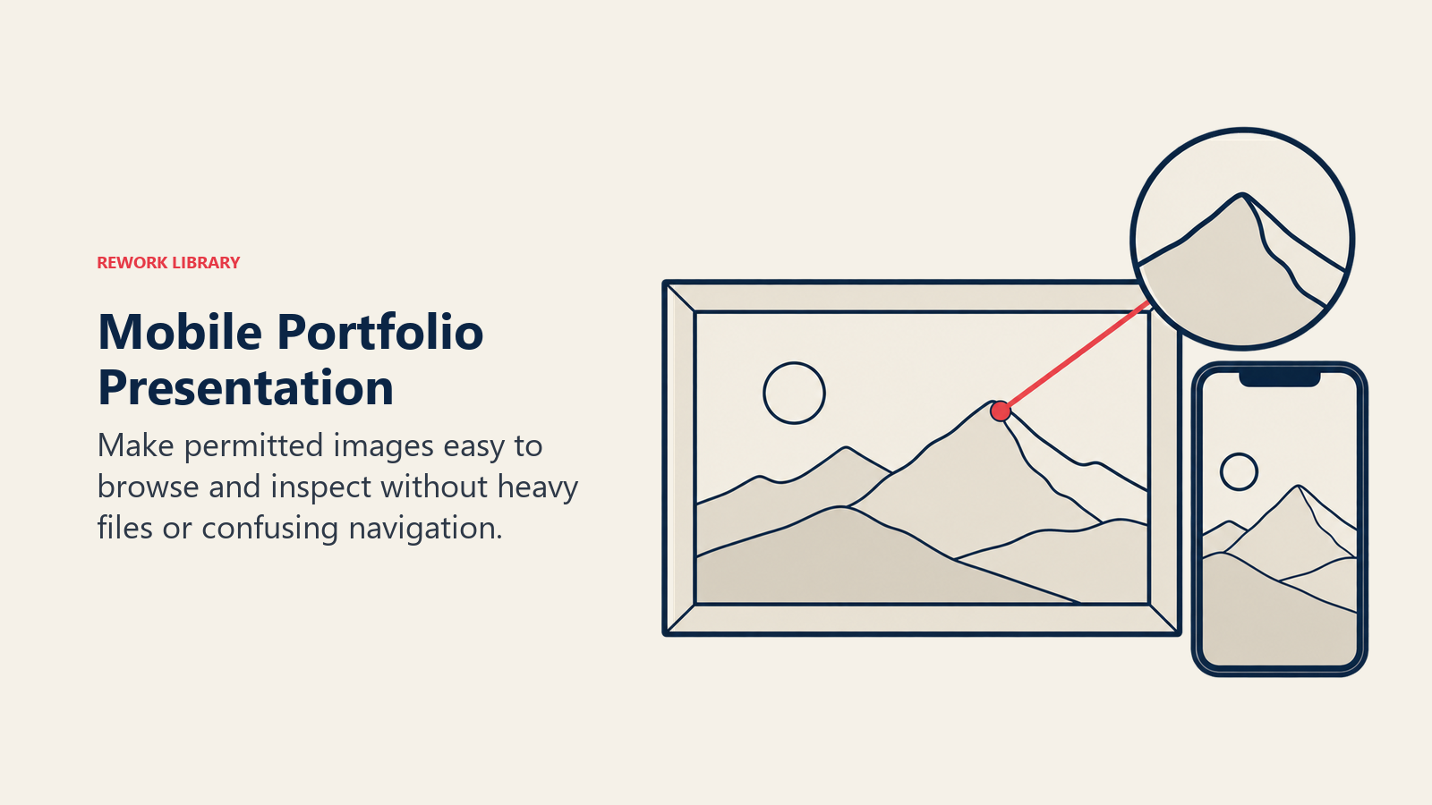 Mobile Portfolio Presentation illustrated by mobile gallery inspection.