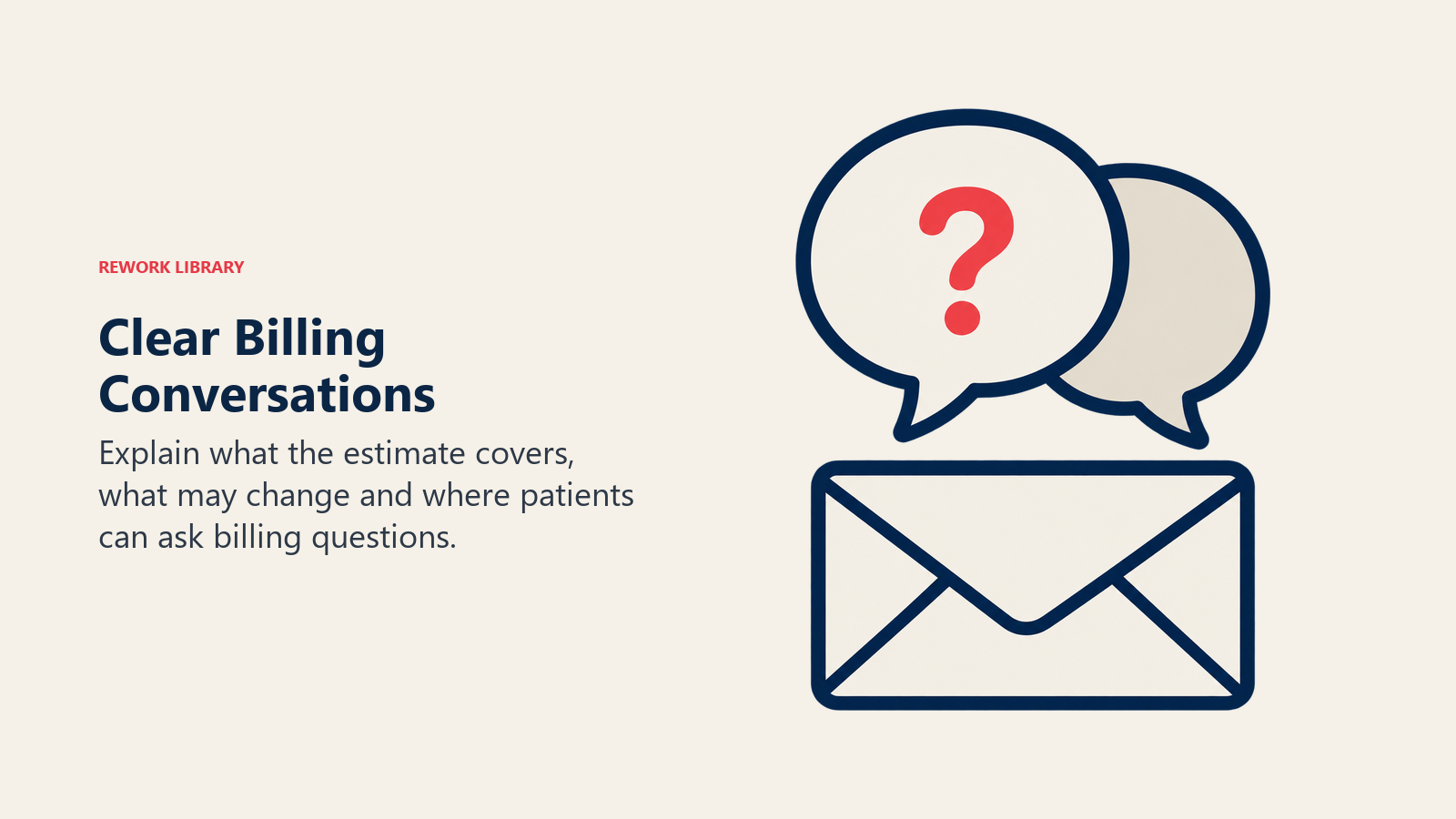 Clear Billing Conversations illustrated by billing dialogue.