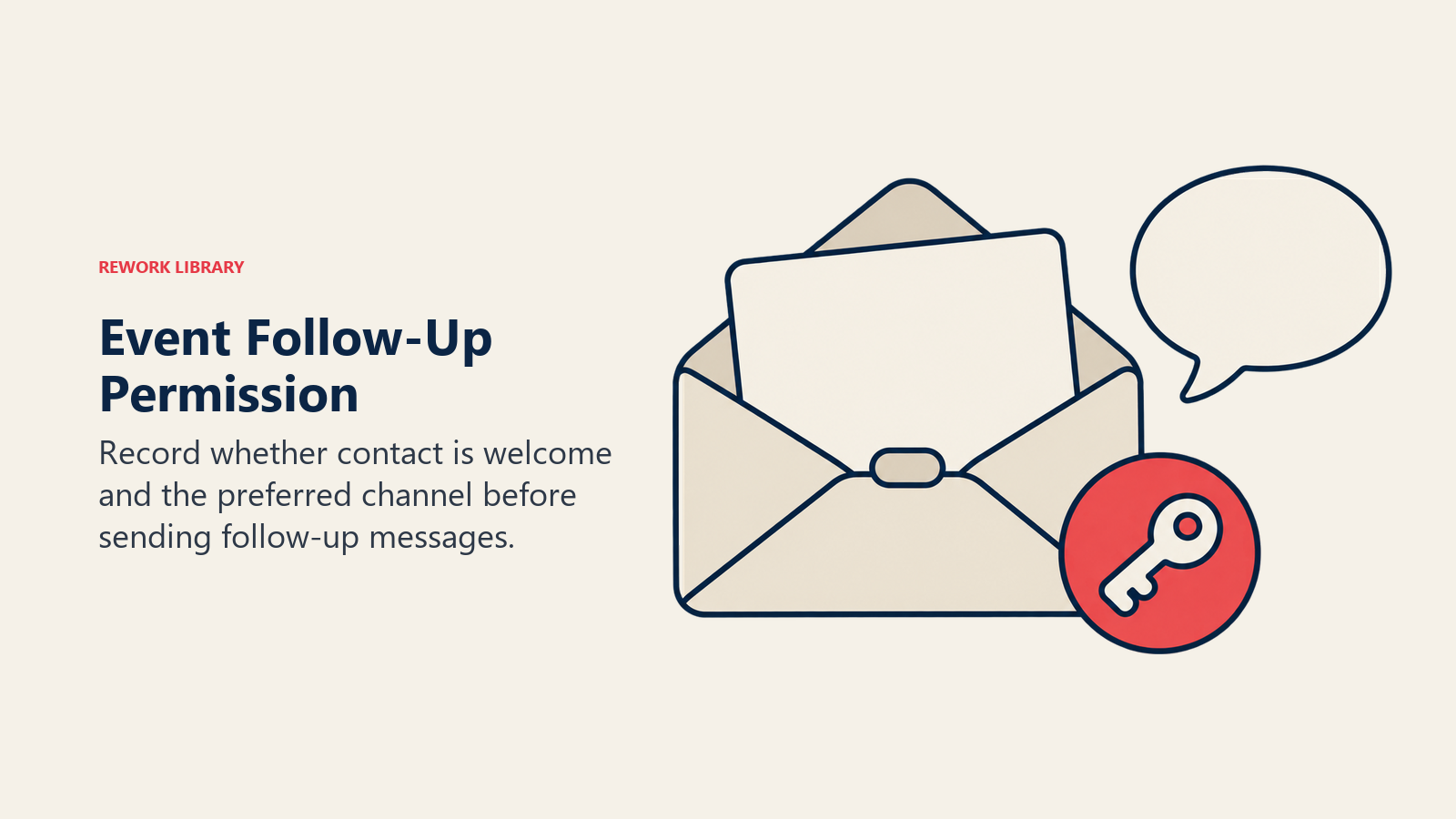 Contact card and permission token representing preference-aware event follow-up.