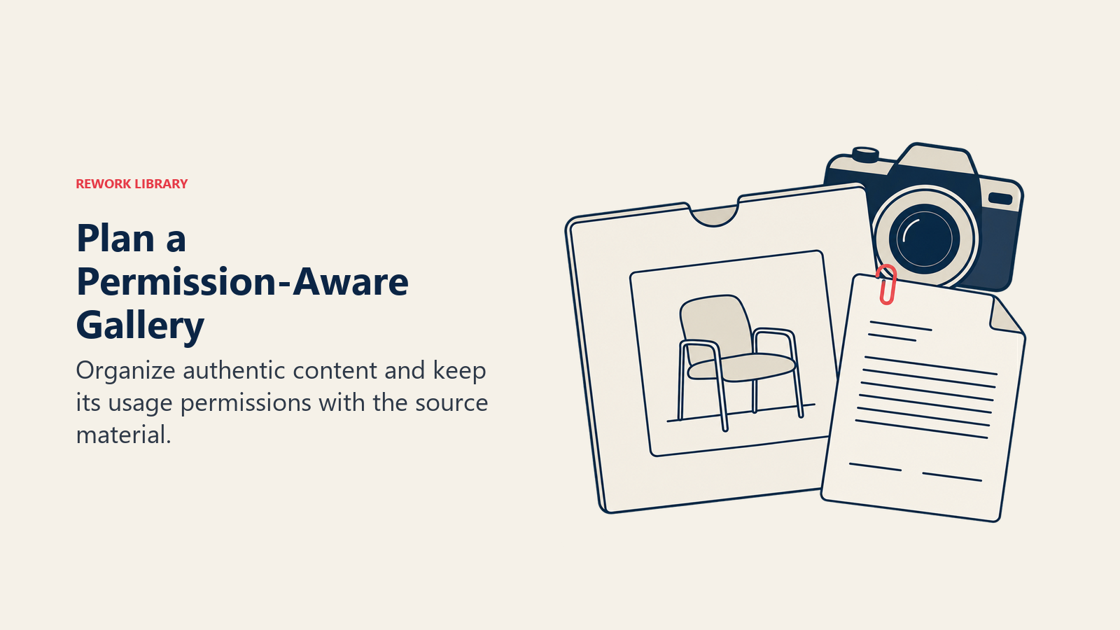 Plan a Permission-Aware Gallery illustrated with a source image and permission document