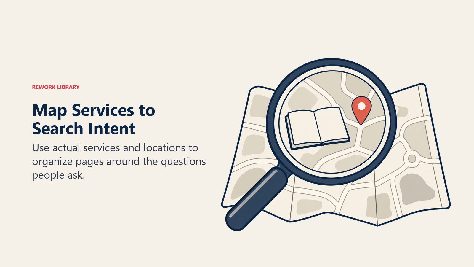 Map Services to Search Intent illustrated by search lens.