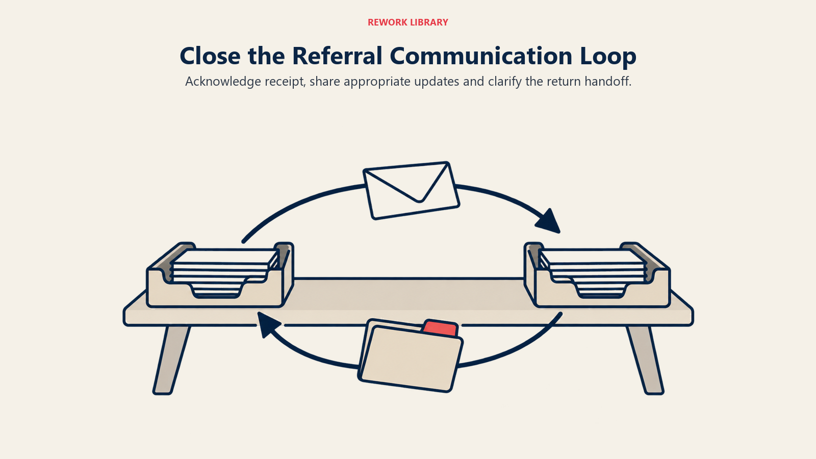 Close the Referral Communication Loop illustrated by two-way handoff.