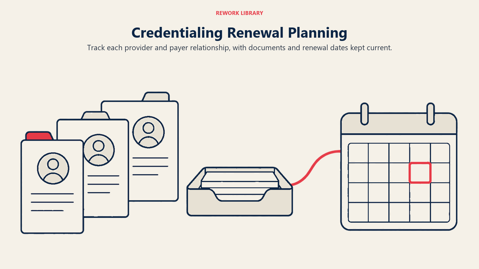 Credentialing Renewal Planning: Credentialing requires provider-by-payer records and planned renewals rather than one-time applications.