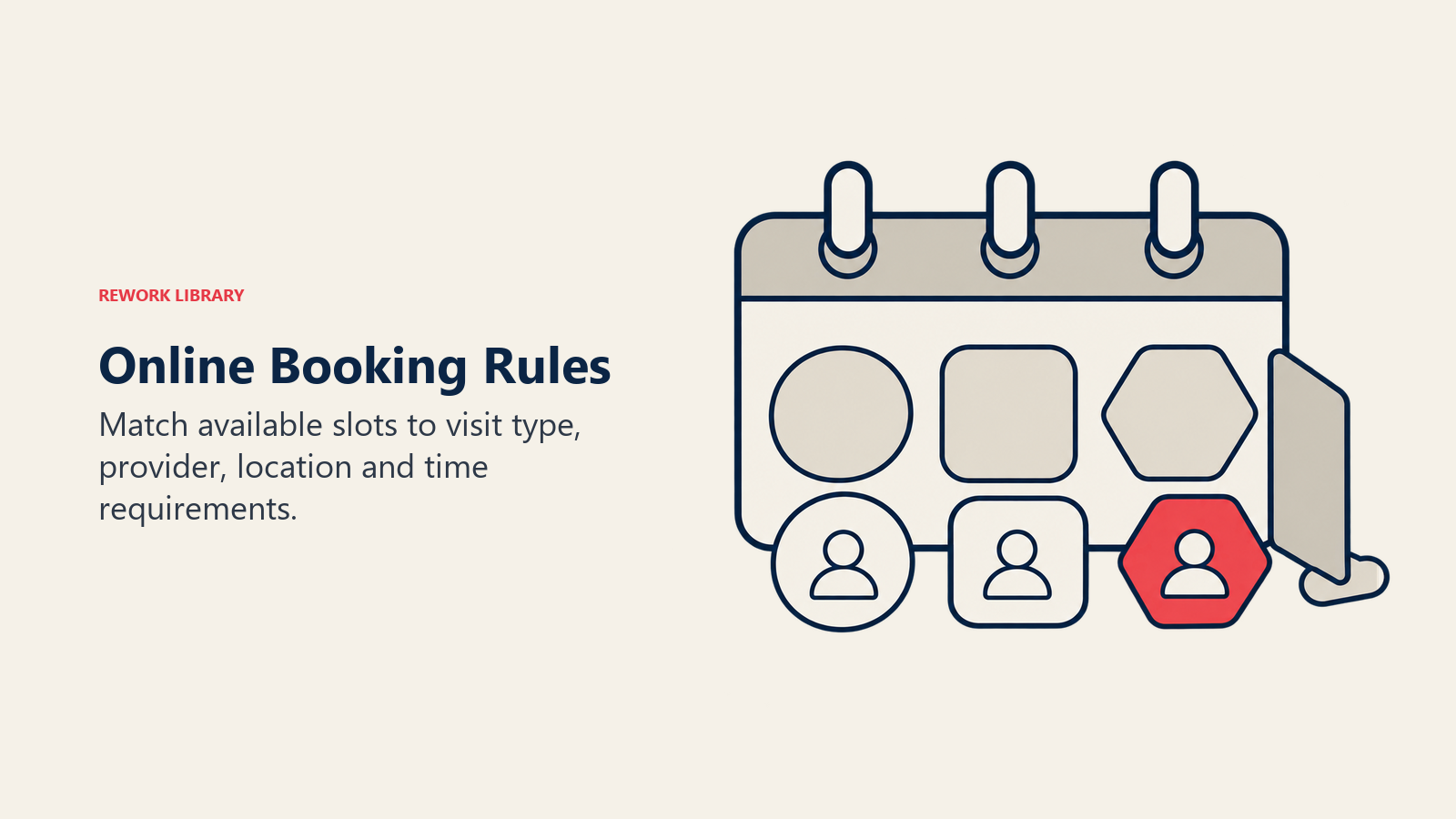 Appointment tokens fit configured calendar slots while a divider reserves availability