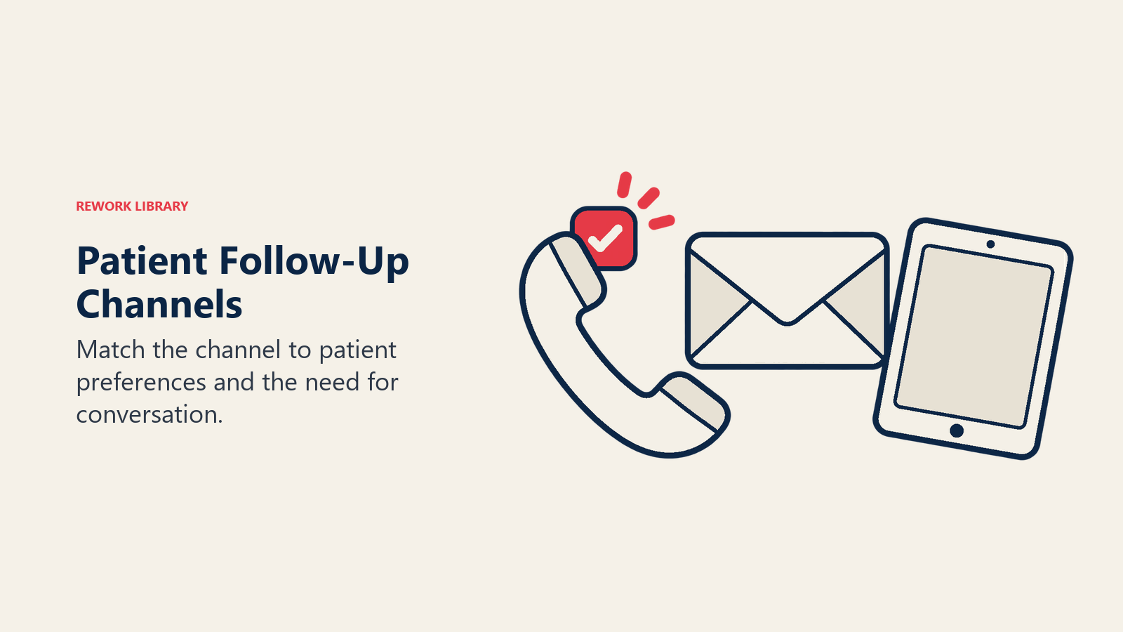 Patient Follow-Up Channels: Match the channel to patient preferences and the need for conversation.