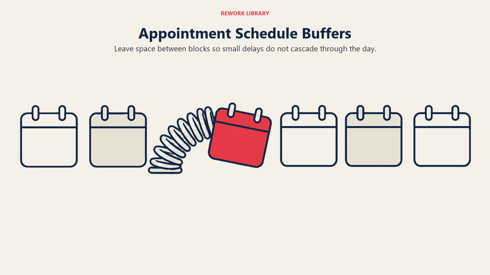 Appointment Schedule Buffers: Leave space between blocks so small delays do not cascade through the day.