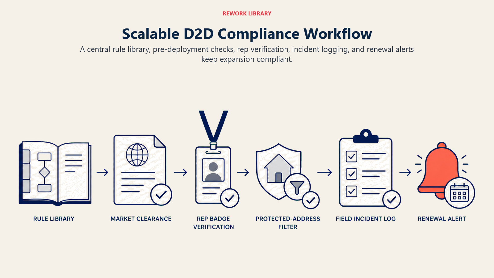Scalable D2D Compliance Workflow shown as compliance control flow