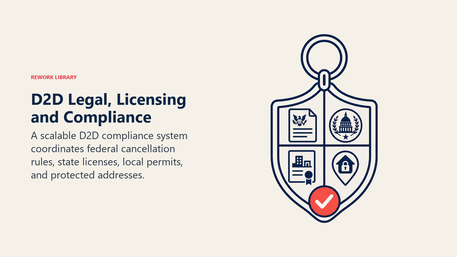 D2D Legal, Licensing and Compliance shown as compliance keyring
