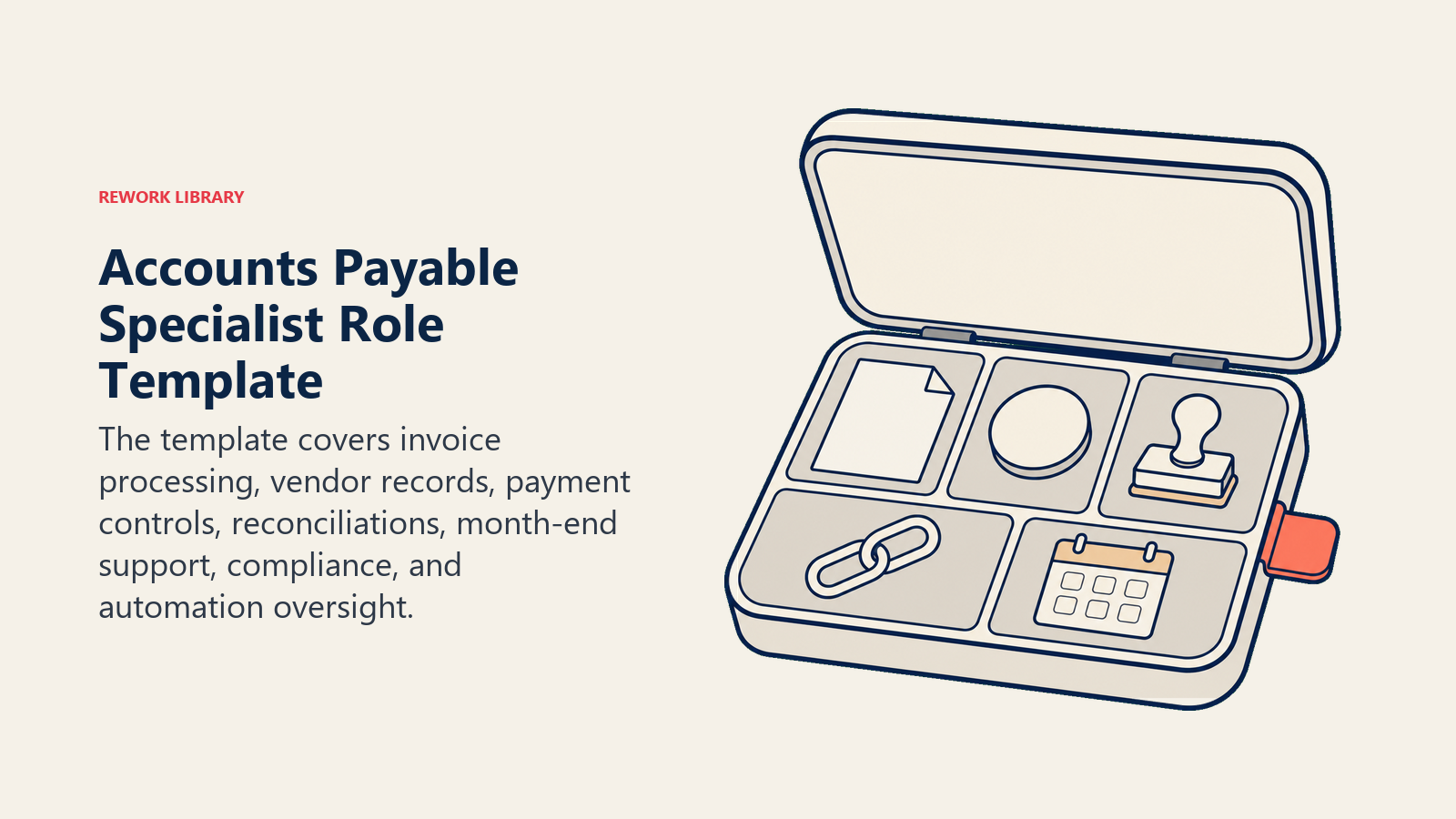 Accounts Payable Specialist role template organized in a structured ledger case