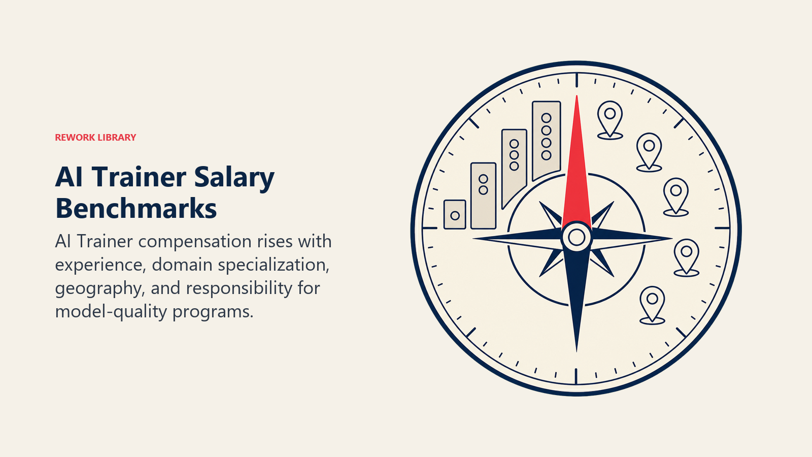 AI Trainer salary benchmarks illustrated by experience levels, location factors, and specialization