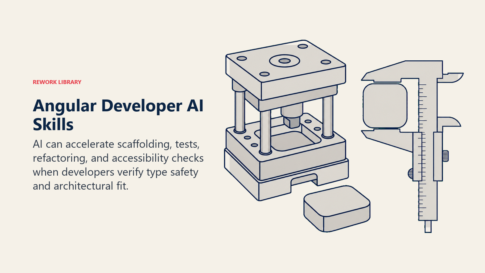 Angular Developer AI Skills illustrated as component mold and verification caliper