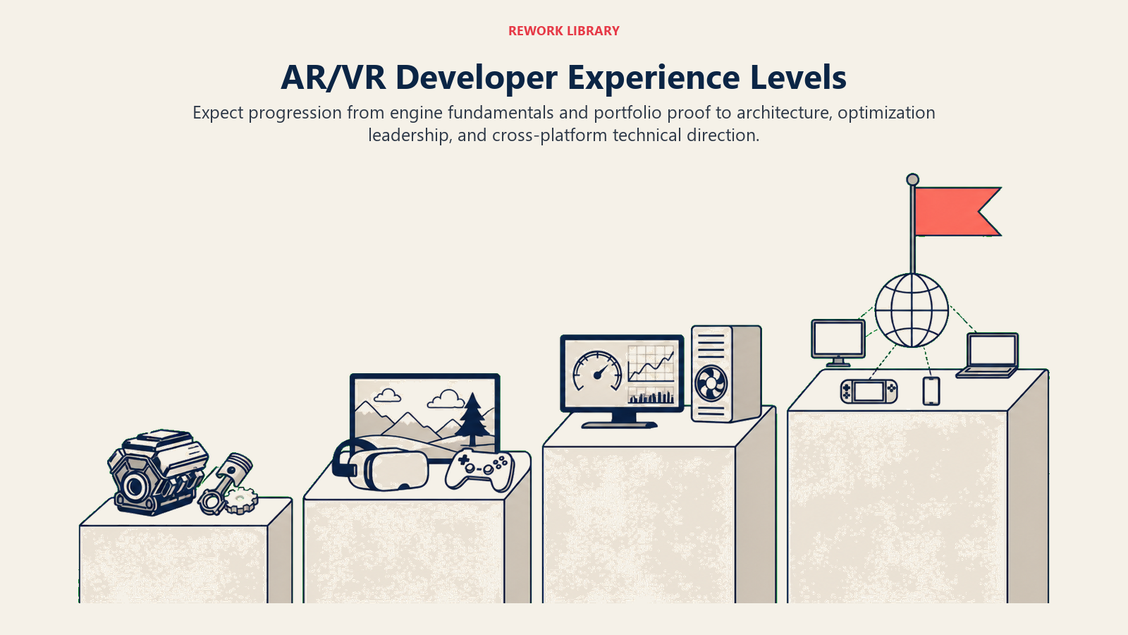 AR/VR Developer Experience Levels illustrated with XR capability staircase