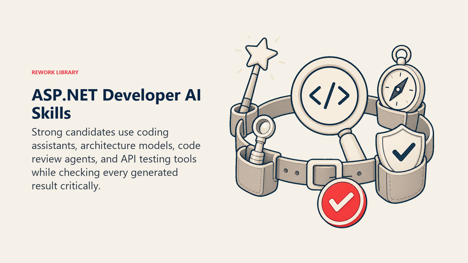 ASP.NET Developer AI Skills illustrated with AI development toolbelt