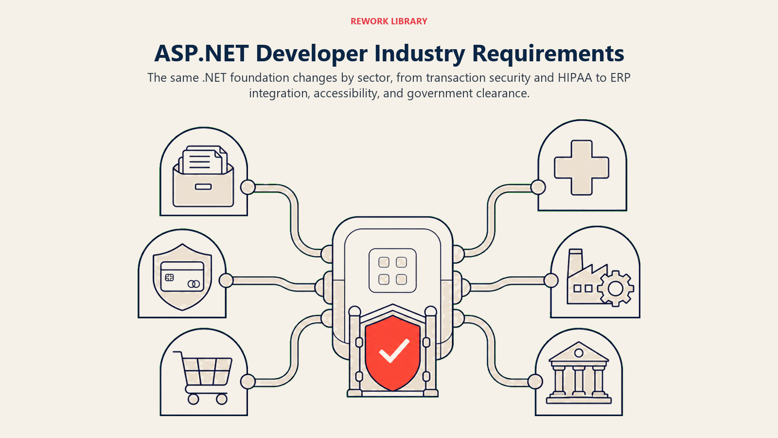 ASP.NET Developer Industry Requirements illustrated with multi-industry application core
