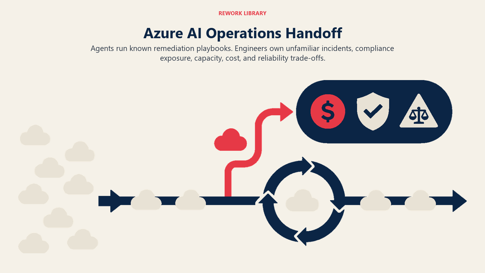 Azure AI Operations Handoff illustrated with incident route with escalation branch
