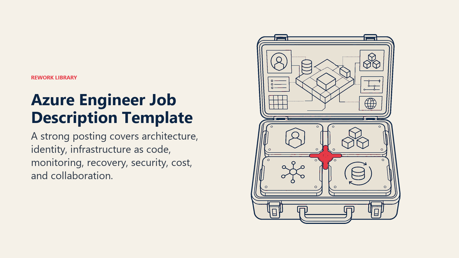 Azure Engineer Job Description Template illustrated with modular cloud blueprint case