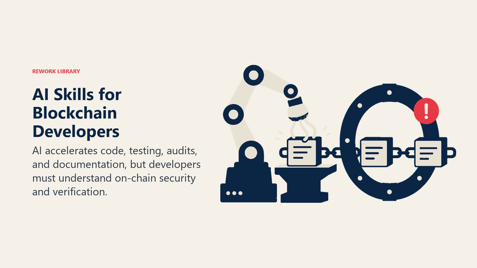AI Skills for Blockchain Developers illustrated with contract verification forge
