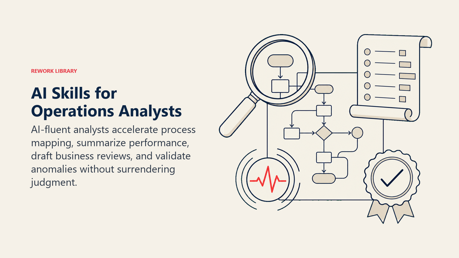 AI Skills for Operations Analysts illustrated with AI analysis bench