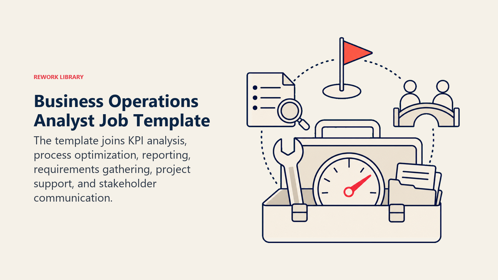 Business Operations Analyst Job Template illustrated with operations toolkit