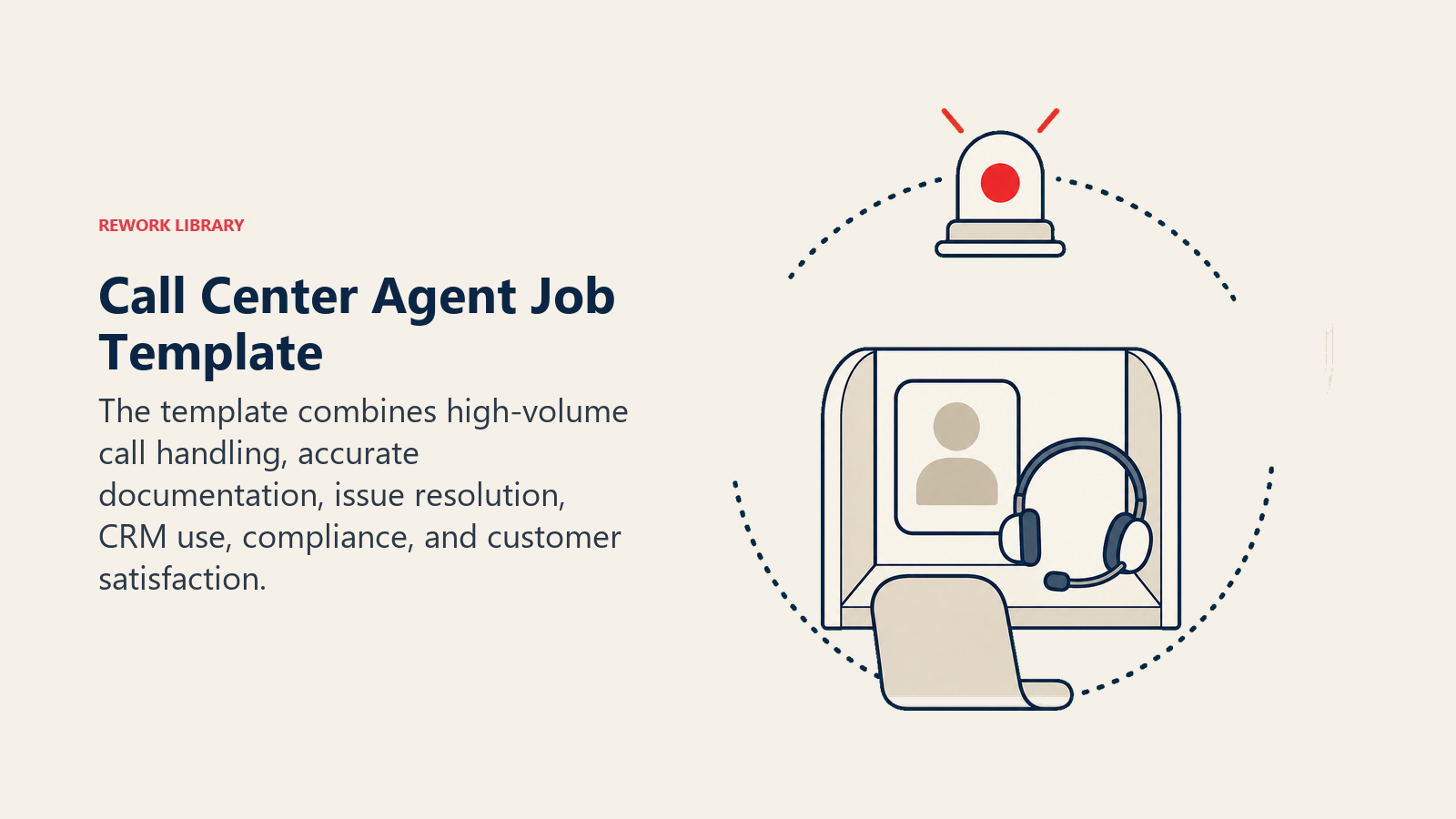 Call Center Agent Job Template illustrated with resolution station