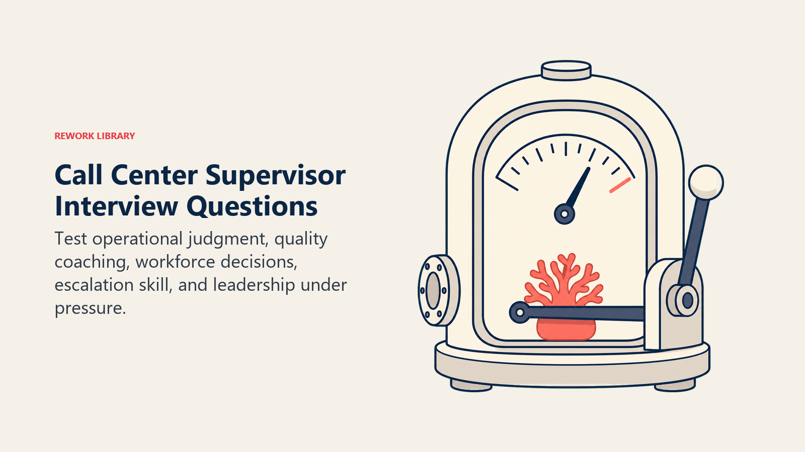 Call Center Supervisor Interview Questions illustrated with service pressure chamber with coaching lever