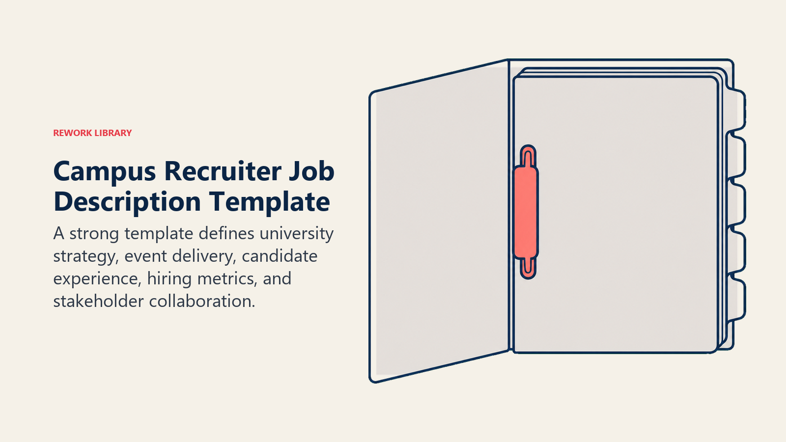 Campus Recruiter Job Description Template illustrated as modular recruiting brief folder