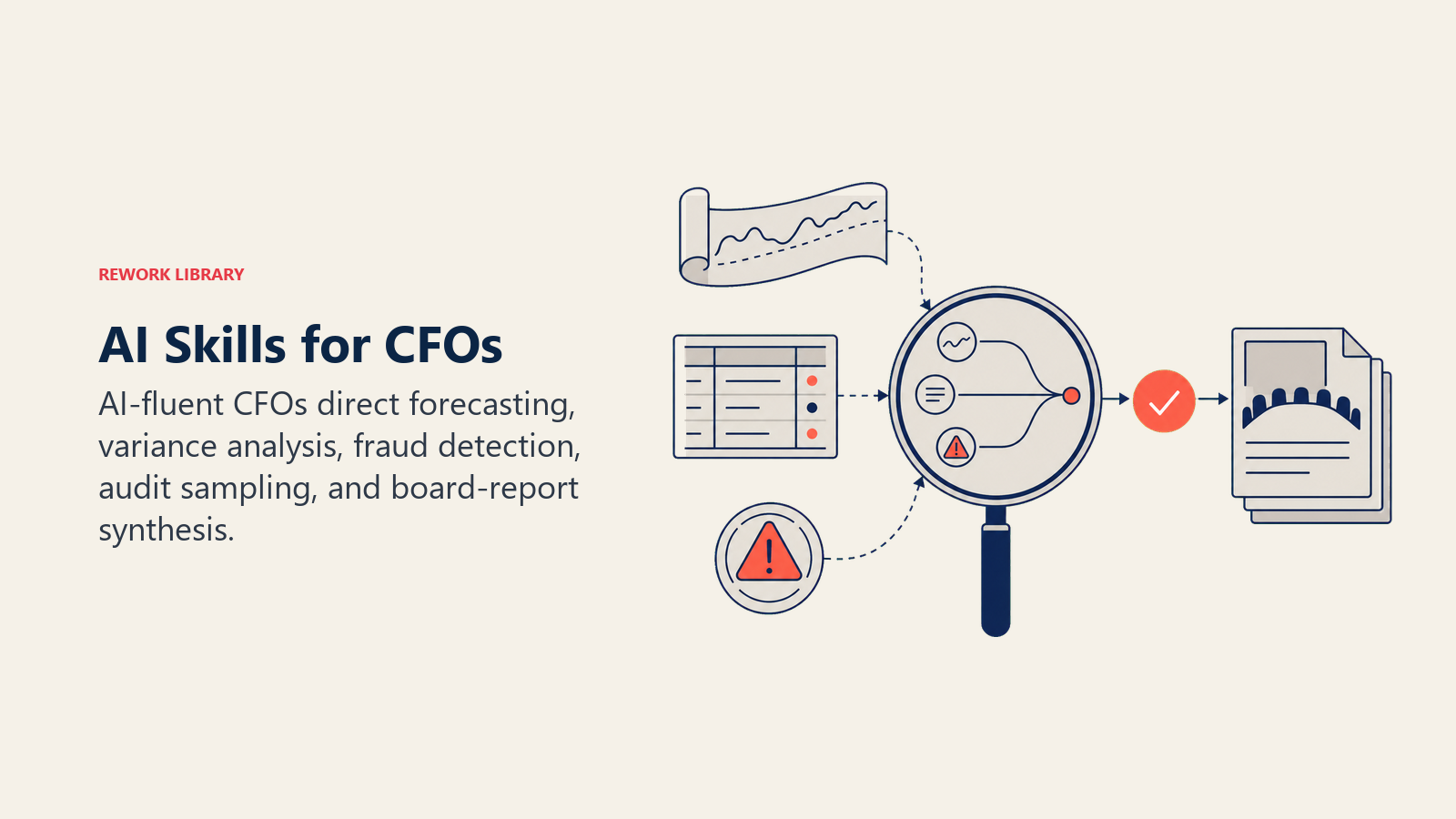 AI skills for CFOs visualized as a lens clarifying financial records into one trusted signal